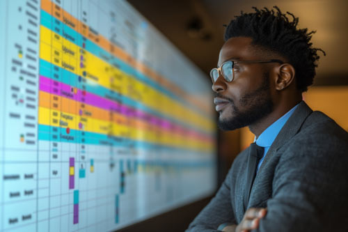 Dirigeant réalisant un audit marketing de son entreprise.